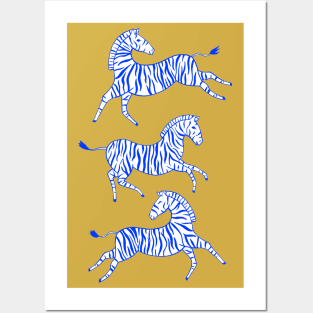 Zebras - Cobalt Blue Posters and Art